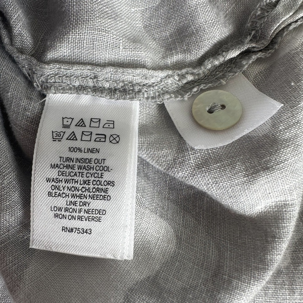 C&C California Beachy Grey Camo 100% Linen Hooded Tunic Plus Sz. 1X Button Back - Picture 9 of 10